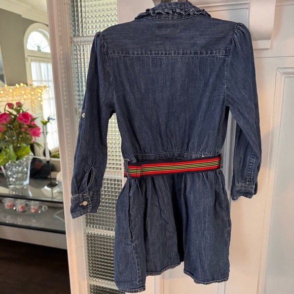Ralph Lauren Girls Denim Button Up Dress, Long Sleeve Belt Size 5 - Picture 6 of 11